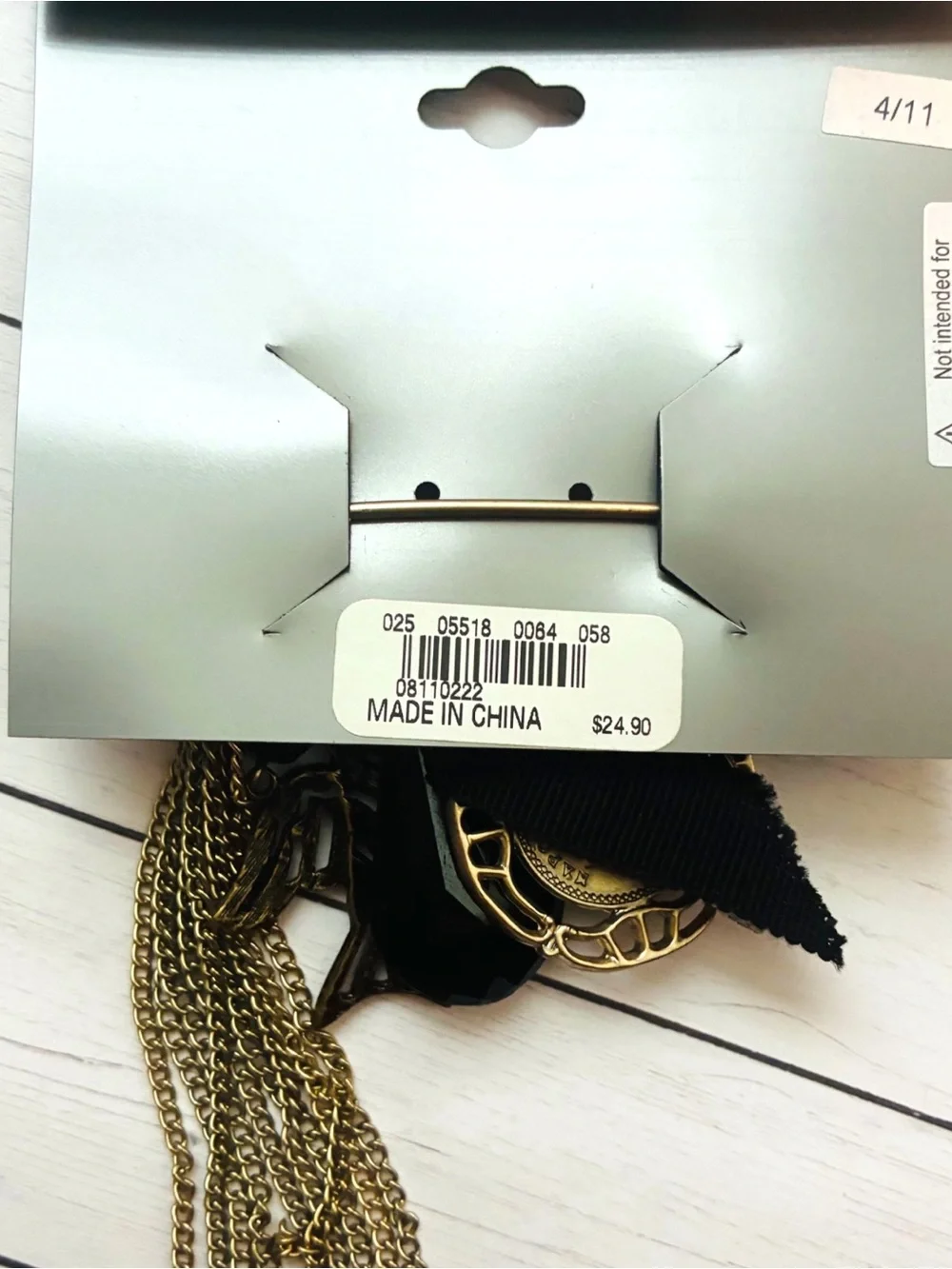 NEW NWT Express Gold Black Pin Charm Brooch Bird Coin Tassel Whimsygoth $24.90